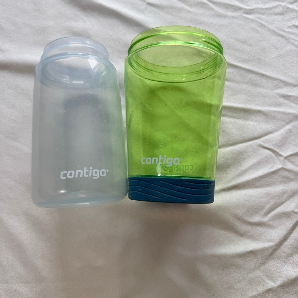 Contigo Replacement Water Bottle Base Lot of 2 Green Clear Plastic No Lids